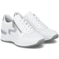 Półbuty damskie - Sneakersy damskie ażurowe Rieker N4340-80 WHITE R.42 - miniaturka - grafika 1