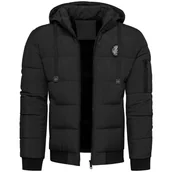 Kurtki męskie - Kurtka męska ocieplana z kapturem czarna Recea - miniaturka - grafika 1