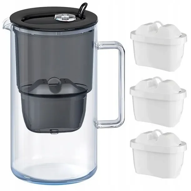 Dzbanek Filtrujący Aquaphor Glass 2,5l Szklany Czarny +3 Filtry