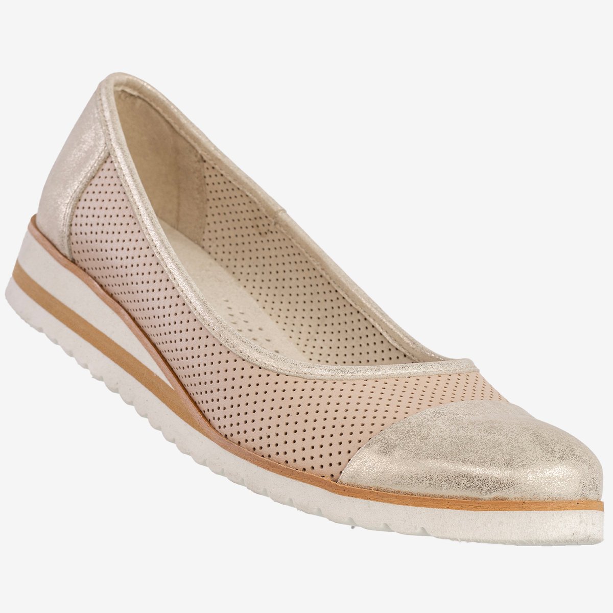 Baleriny Damskie Skórzane Buty Eleganckie Beżowe Zaranto D-307 Beżowy 40