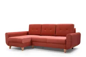 Narożniki - Narożnik z funkcją spania na drewnianych nóżkach czerwony lewy DULOS - miniaturka - grafika 1