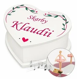 Szkatułka na biżuterię w kształcie serca z pozytywką i nadrukiem dla dziewczynki dziewczyny na imieniny walentynki - Pozytywki dla dzieci Szkatułka na biżuterię w kształcie serca z pozytywką i nadrukiem dla dziewczynki dziewczyny na imieniny walentynki - Pozytywki dla dzieci - miniaturka - grafika 1