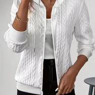 Kurtki damskie - TEMU Kurtka Damska Casual z Kapturem na Zamek – Długi Rękaw, Elastyczne Mankiety i Sznurek w Kapturze, Jednokolorowa Wielofunkcyjna Kurtka na - miniaturka - grafika 1