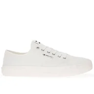 Buty sportowe męskie - Buty Tommy Hilfiger Lace-Up Canvas EM0EM01365-YBL - białe - miniaturka - grafika 1