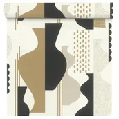 Tapety - Tapeta modern beżowo-czarna winylowa na flizelinie - miniaturka - grafika 1