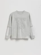 Bluzy dla chłopców - Reserved - Bawełniany longsleeve - ciemnoszary - miniaturka - grafika 1