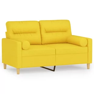 2-osobowa sofa z poduszkami, jasnożółta, 120 cm, tkanina - Sofy i kanapy - miniaturka - grafika 3