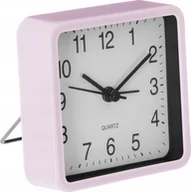 Zegary - Atmosphera Cichy zegar stołowy do sypialni, budzik z mechanizmem QUARTZ, kolor różowy - miniaturka - grafika 1