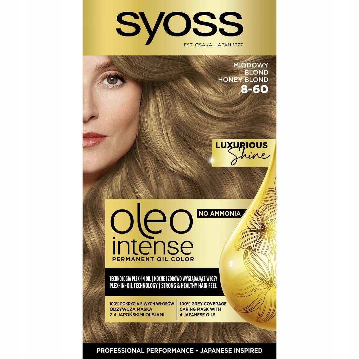 FARBA DO WŁOSÓW MIODOWY BLOND 8-60 BEZ AMONIAKU SYOSS OLEO INTENSE