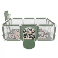 Łóżeczka i kojce - Selonis Boisko BO-100X z piłeczkami 6cm zielony: ciemny turkus-pastelowy beż-perła 180x122x62/100piłek Zabawka kojec - miniaturka - grafika 1