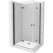 Kabiny prysznicowe - Mexen Lima Duo kabina prysznicowa składana 100x90 cm, transparent, czarna + brodzik Flat - miniaturka - grafika 1