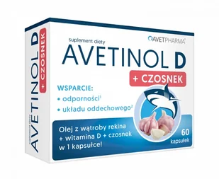 Avet Pharma Avetinol D + Czosnek 60 kapsułek 3725961 - Witaminy i minerały - miniaturka - grafika 1