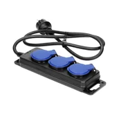 Przedłużacze i rozgałęźniki - HBF warsztatowy bryzgoszczelny IP44, 3 gniazda 2P+Z (schuko) IP44, przewód gumowy, H05RR-F 3x1,5mm2, długość 3m OR-AE-13158(GS)/3M - miniaturka - grafika 1