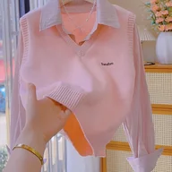 Swetry damskie - TEMU Sweter w Paski z Kolorowymi Blokami dla Kobiet - Długi Rękaw, Krótki Fason, Warstwowy Top na Jesień i Zimę, Niezbędny Element Stylu - miniaturka - grafika 1