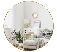 Lustra - OK STYL - Lustro okrągłe ścienne LOFT w złotej ramie 70 cm - miniaturka - grafika 1
