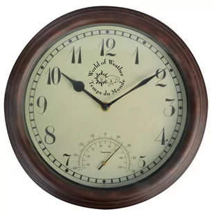 Esschert Design Esschert Design Zegar dworcowy z termometrem, 30,5 cm, TF007 TF007 - Zegary - miniaturka - grafika 1