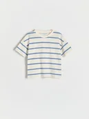 Bluzki dla niemowląt - Reserved - Bawełniany t-shirt w paski - złamana biel - miniaturka - grafika 1