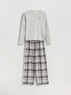 Moda i Uroda OUTLET - Reserved - Dwuczęściowa piżama z misiem - jasnoszary - miniaturka - grafika 1