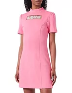 Sukienki - Love Moschino Damska sukienka z krótkim rękawem, fuksja, rozmiar 38, Fuchsia, 38 - miniaturka - grafika 1