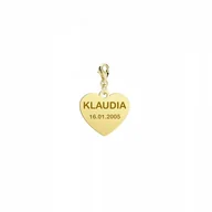 Bransoletki - Charms Złoty Serce Imię Data 925 Prezent Biżuteria GRAWER ŻYCZENIA GRATIS - miniaturka - grafika 1