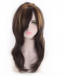 Peruka Włosy Długie 60Cm Brąz Blond Pasemka W17 - Dodatki do strojów karnawałowych - miniaturka - grafika 1