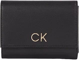 Portfele - Calvin Klein Damskie portfele RE-Lock MD Trifold Ck Black, jeden rozmiar, Ck czarny, Rozmiar Uniwersalny - grafika 1