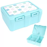 Lunch boxy - Pojemnik śniadaniowy z przegrodą i sztućcami / lunchbox śniadaniówka kwiaty 1 l - miniaturka - grafika 1