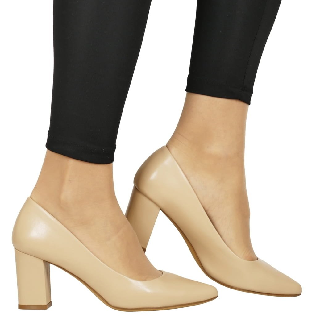 DAMSKIE CZÓŁENKA NA SŁUPKU SERGIO LEONE PB414 COFFE BEŻOWE MATOWE