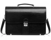 Teczki i aktówki - SKÓRZANA AKTÓWKA TECZKA NA DOKUMENTY SOLOME TH02 CZARNY - miniaturka - grafika 1