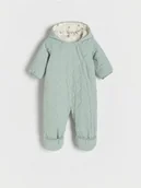 Bluzki dla niemowląt - Reserved - Ocieplany kombinezon z kapturem - zielony - miniaturka - grafika 1