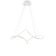 Lampy sufitowe - Dana lampa wisząca LED z metalu i białego aluminium, zintegrowana dioda LED, regulowane kable, nowoczesny design, 65x38 cm - miniaturka - grafika 1