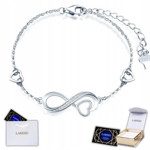 Srebrna Bransoletka z Sercem Nieskończonością Love Kryształki SREBRO 925 - Bransoletki - miniaturka - grafika 1