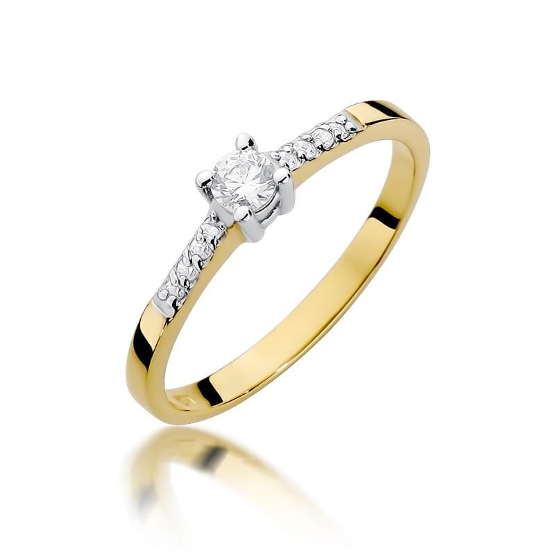 Złoty pierścionek Diament 0,15ct żółte złoto pr. 585
