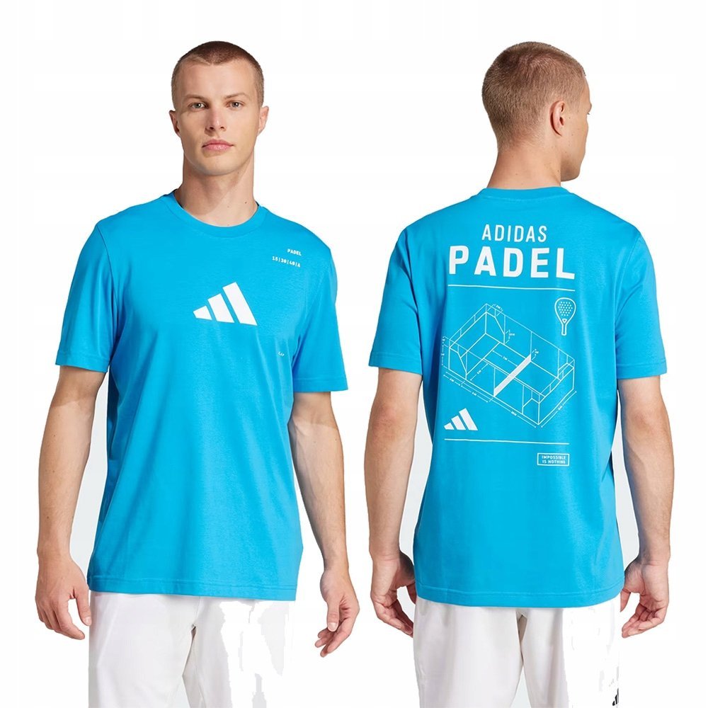 Koszulka Adidas Padel AeroReady niebieska sportowa oddychająca nadruk r. S