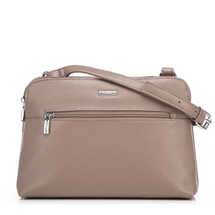 Damska crossbody dwukomorowa z ekoskóry beżowa - Torebki damskie - miniaturka - grafika 1