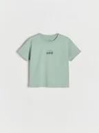 Bluzki dla niemowląt - Reserved - Bawełniany t-shirt - jasnoturkusowy - miniaturka - grafika 1