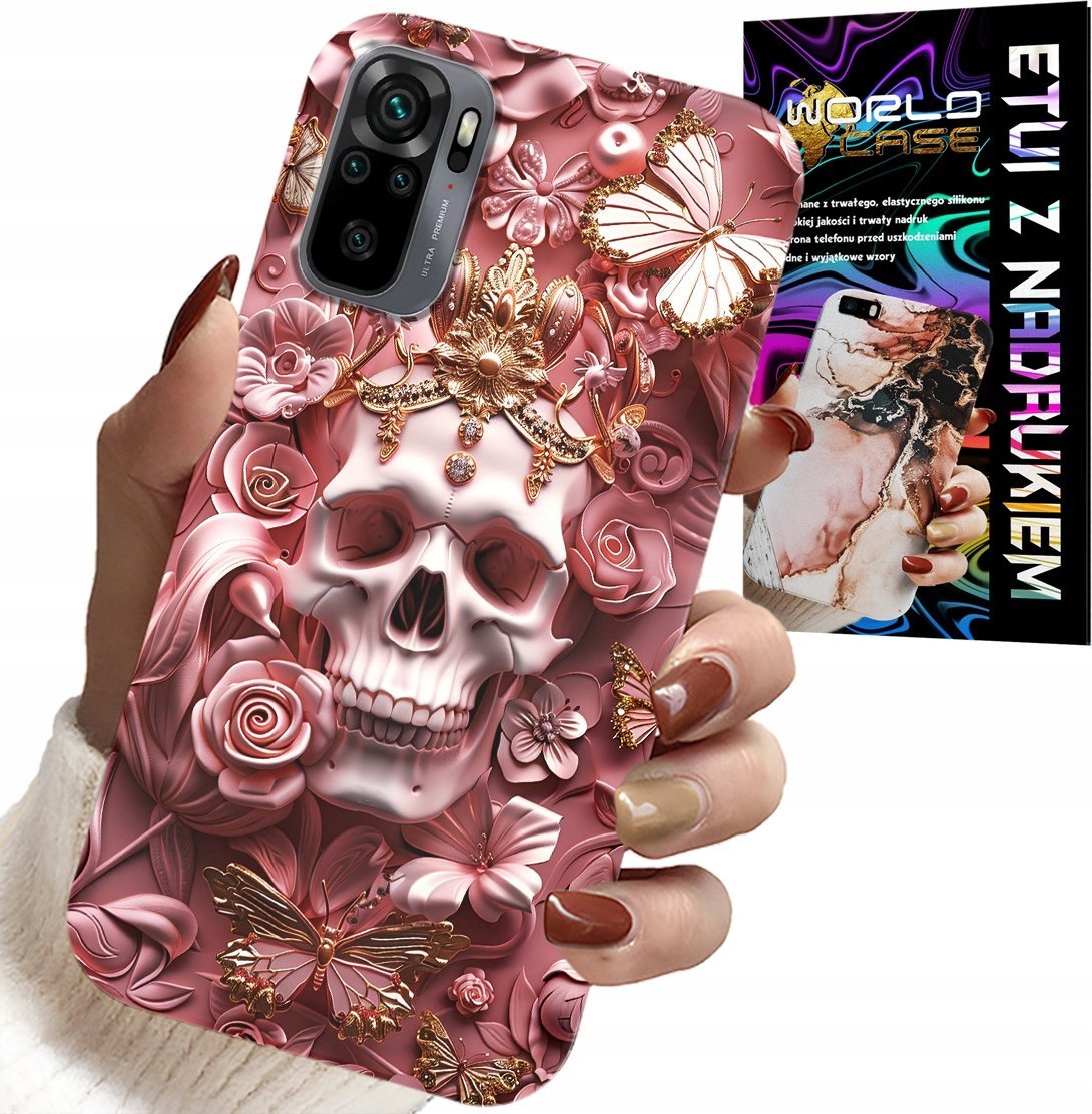 ETUI DO XIAOMI NOTE 10 / 10S - KOBIECE, MODNE WZORY, CZASZKA W RÓŻE