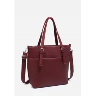 Torebki damskie - Modna Torebka Damska Bordowa Torba LUIGISANTO Shopper Z Zamszem Czerwona - miniaturka - grafika 1