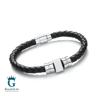 Bransolety męskie - Midhaven Czarna bransoletka ze skóry T830 T830-BLK/357 - miniaturka - grafika 1