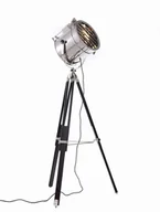 Lampy stojące - Lumina Deco FUTURIS lampa podłogowa na drewnianym trójnogu chrom nowoczesna E27 - miniaturka - grafika 1
