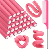 Wałki do włosów - TEMU 30 szt. Kręcików Bez Ciepła z Grzebieniem Rat Tail – Elastyczne Piankowe Pałeczki do Lokówek na , Podróż i Codzienne Użytkowanie – - miniaturka - grafika 1