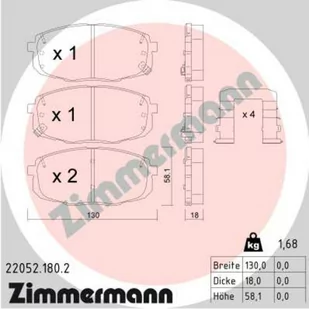 Klocki hamulcowe - komplet ZIMMERMANN 22052.180.2 - Klocki hamulcowe - miniaturka - grafika 1