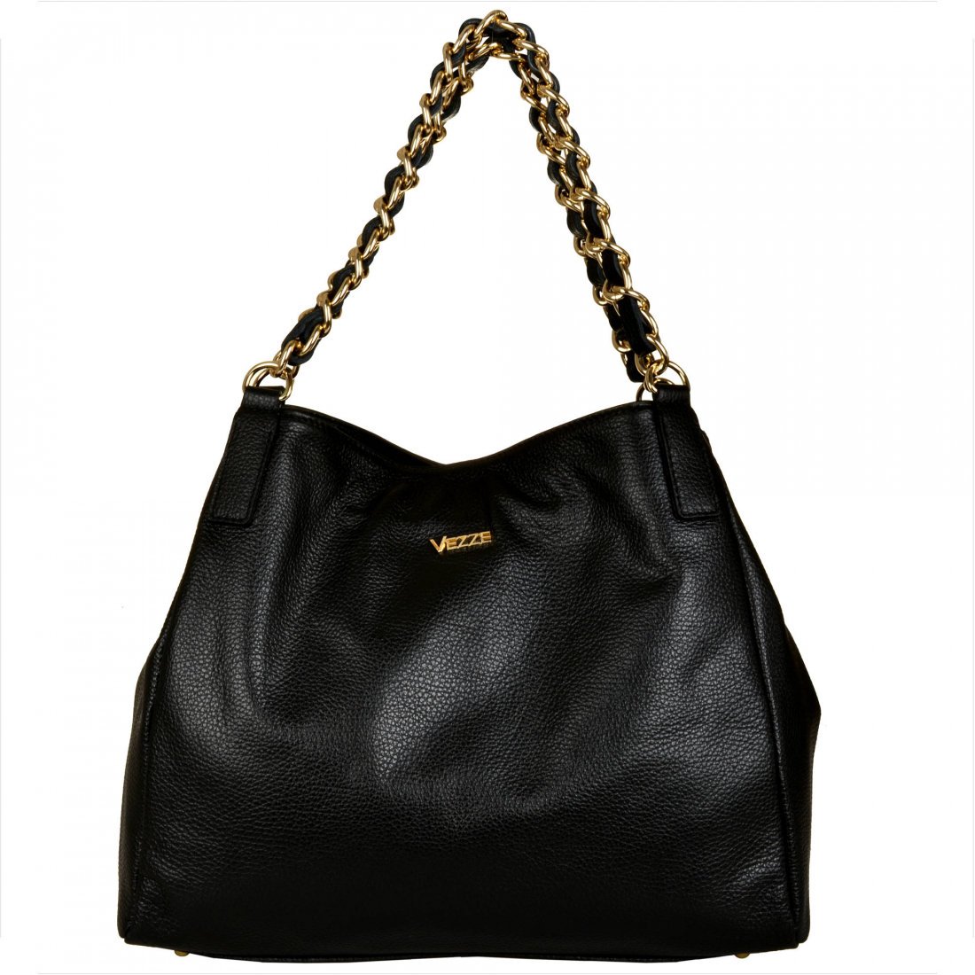 VEZZE Duża skórzana torba shopper bag czarna