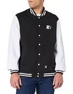 Kurtki męskie - Starter Black Label Męska kurtka polarowa College, męska kurtka w 2 różnych kolorach, rozmiar S do XXL, czarny/biały, M - miniaturka - grafika 1