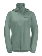 Kurtki i kamizelki sportowe damskie - Jack Wolfskin Kurtka przeciwdeszczowa "Stormy" w kolorze khaki - miniaturka - grafika 1