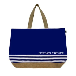 Torba plażowa Canvas Beach Bag 40x55 granatowa 100% bawełna Cawoe - Torby i wózki na zakupy - miniaturka - grafika 1
