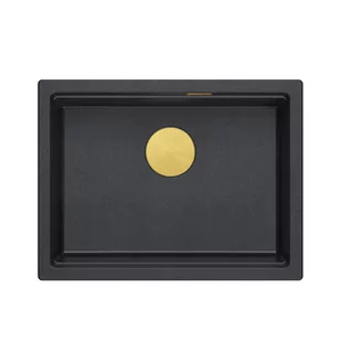 JOSH 110 GraniteQ zlewozmywak black diamond 59,5x45,1x21,5 cm 1-komorowy podwieszany z syfonem manualnym złoty - Zlewozmywaki - miniaturka - grafika 1