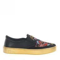 Trampki damskie - Dior Sneakersy Slip On HAPPY skóra satyna czarne haft cekiny złote - miniaturka - grafika 1