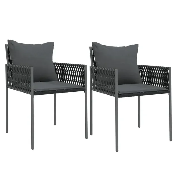 Czarne krzesło ogrodowe z poduszkami 54 x 61 x 83 cm, rattan PE