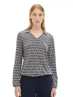 Koszulki i topy damskie - TOM TAILOR Damska koszulka z długim rękawem, 33983 - Blue Brown Geometrics Print, XXS - miniaturka - grafika 1